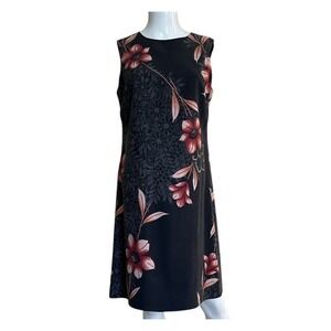 TOMMY BAHAMA Dress 100% Silk Women's S Black Floral Lined‎ Sleeveless Tropical